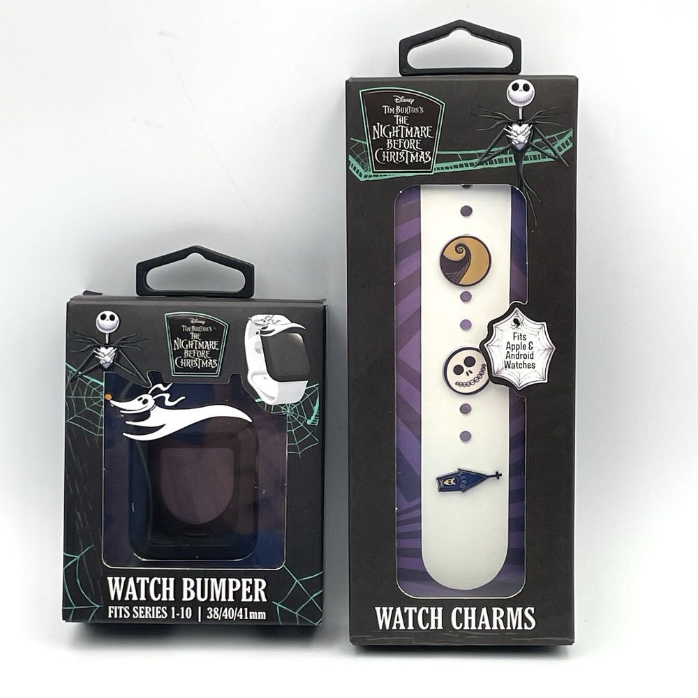 New Disney Nightmare Before Christmas Apple Watch Bumper & 3 Charm Set NIB
